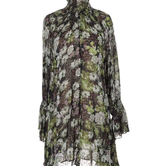 By TiMo Dresses & Skirts - ByTiMo Midi Swiss Dot Victorian High Neck Sheer Multi Floral Dress sz: XS